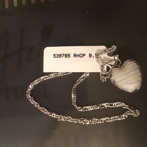 NWT Sterling silver Anklet Bracelet murano glass charm  - white - NWT